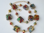 Klimt 21 to 23  Inch Necklace with Squares & Rounds